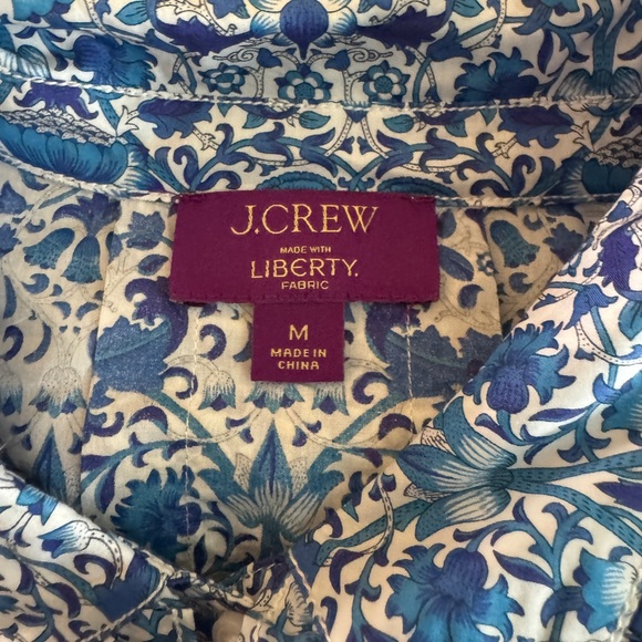 J. Crew Liberty Blue Floral Crop Ruffle Collar Blouse - Picture 8 of 14